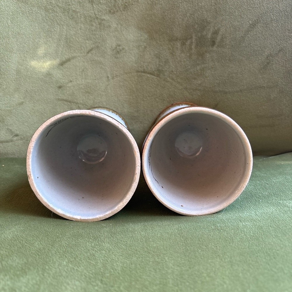 Vintage Ken Edwards Set Of 2 El Palomar Mexican Pottery Bird & Floral Egg Cups - Picture 6 of 9